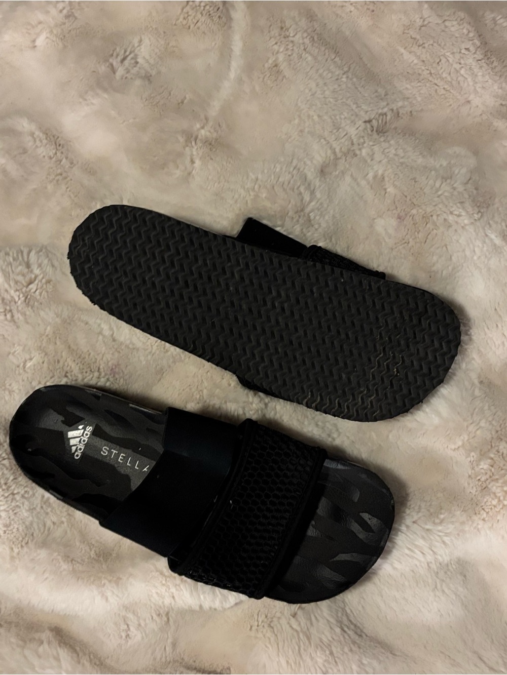 Adidas by Stella McCartney Black Men's Mesh Strap Slide Sandals